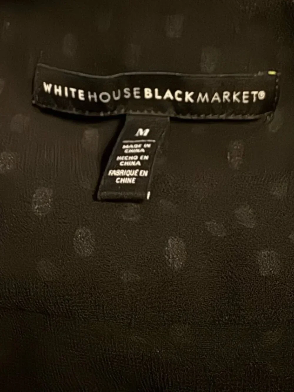 White House Black Market Black Floral Swiss Dot Blouse Size M - Picture 7 of 7